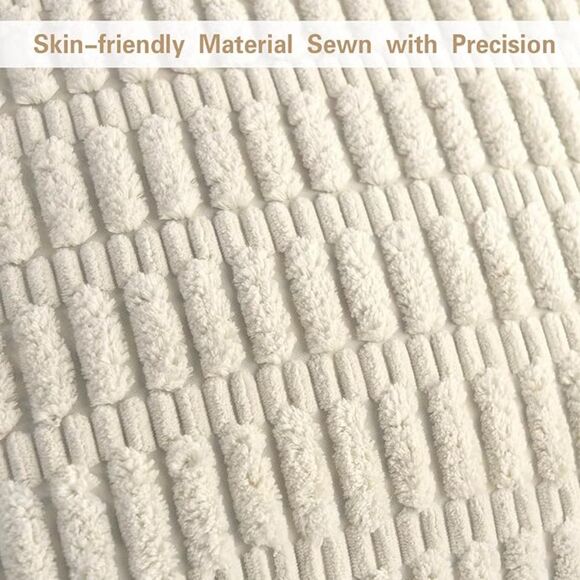 ✨ 4pc Volcanics Corduroy Beige Striped Pillow Covers 18x18 Modern Boho Decor - Picture 2 of 9